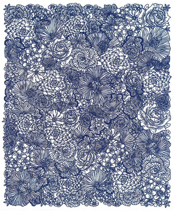 200 x 240 cm Floral Garden by Michaela Schleypen
